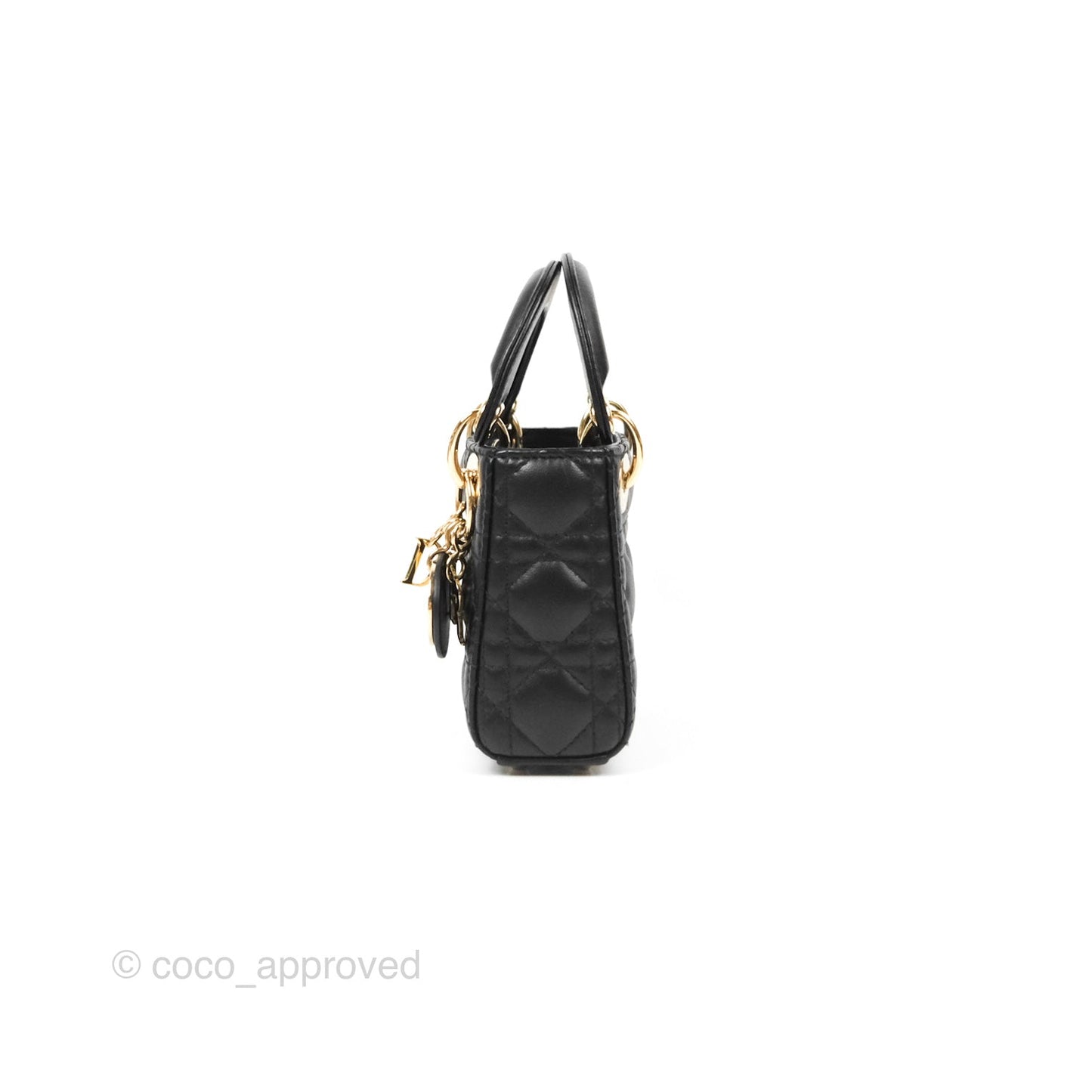 Christian Dior Micro Lady Dior Cannage Black Lambskin Gold Hardware