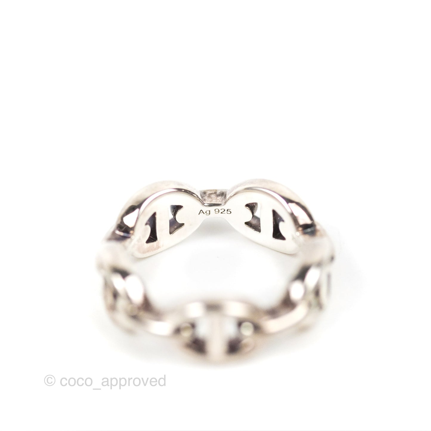 Hermès Chaine d'Ancre Enchainee Band Ring PM Sterling Silver Size 51