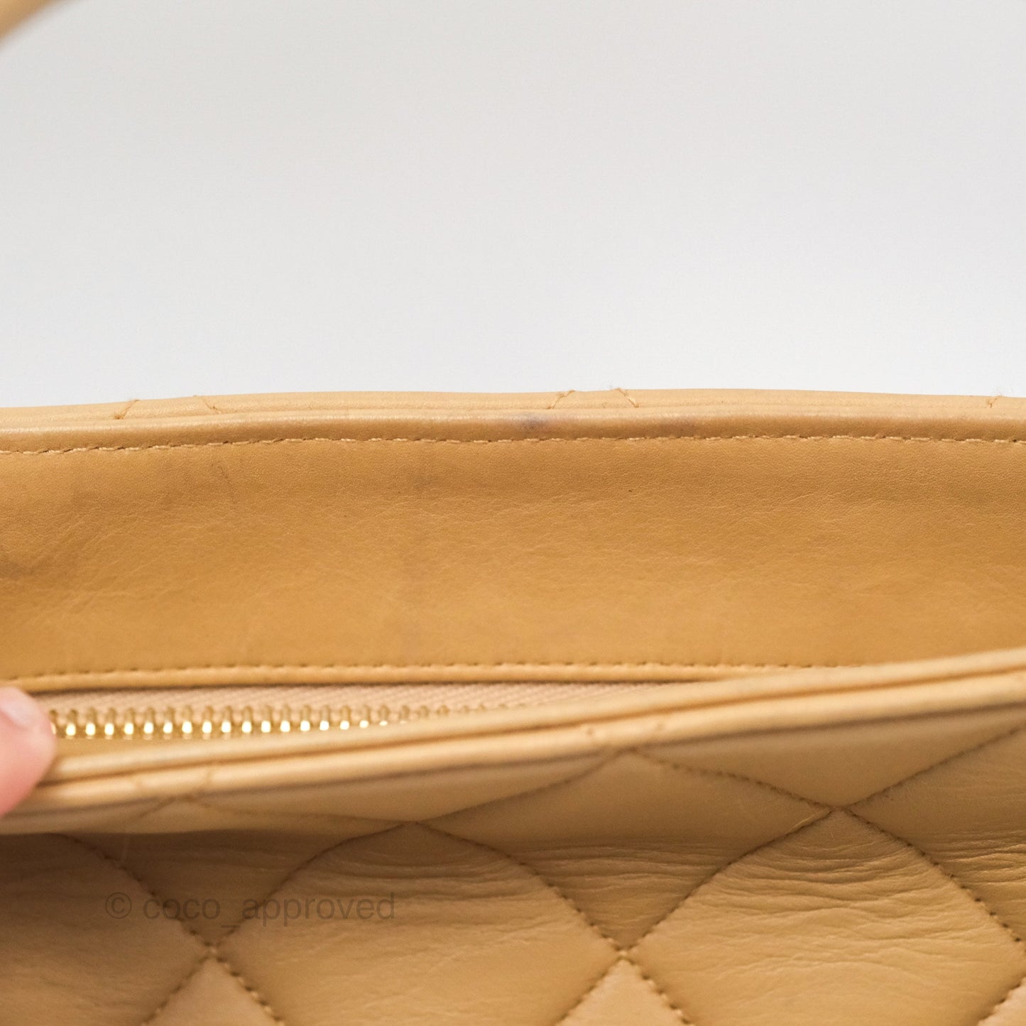 Chanel Vintage Medallion CC Beige Lambskin Tote Bag Gold Hardware