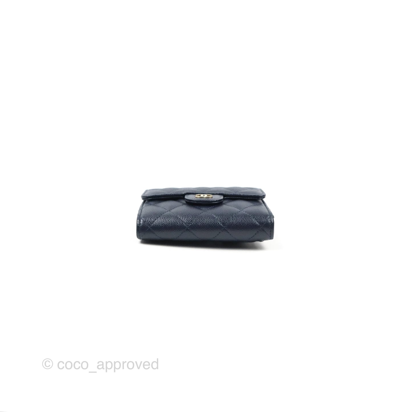 Chanel Classic Short Flap Wallet Navy Caviar Gold Hardware