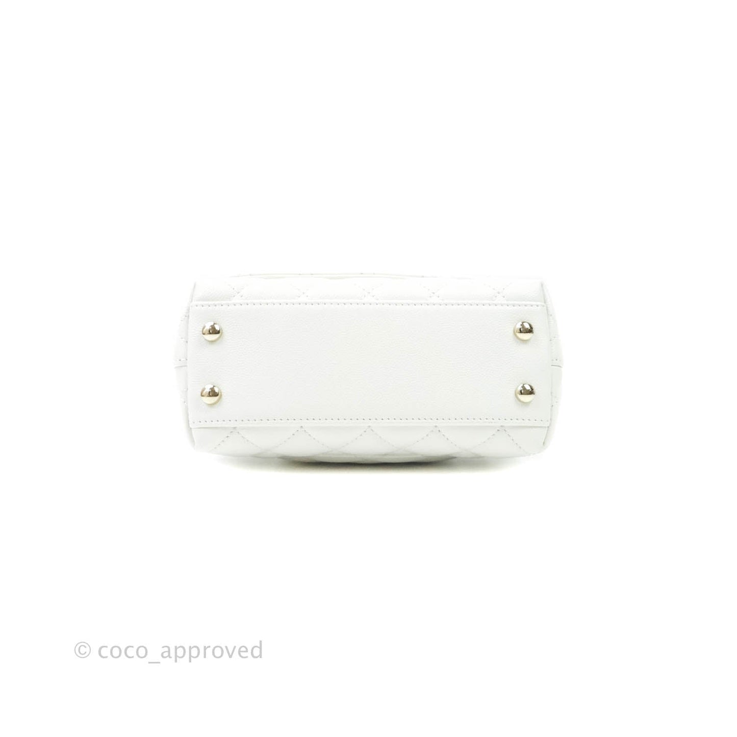 Chanel Extra Mini Coco Handle Quilted White Caviar Gold Hardware