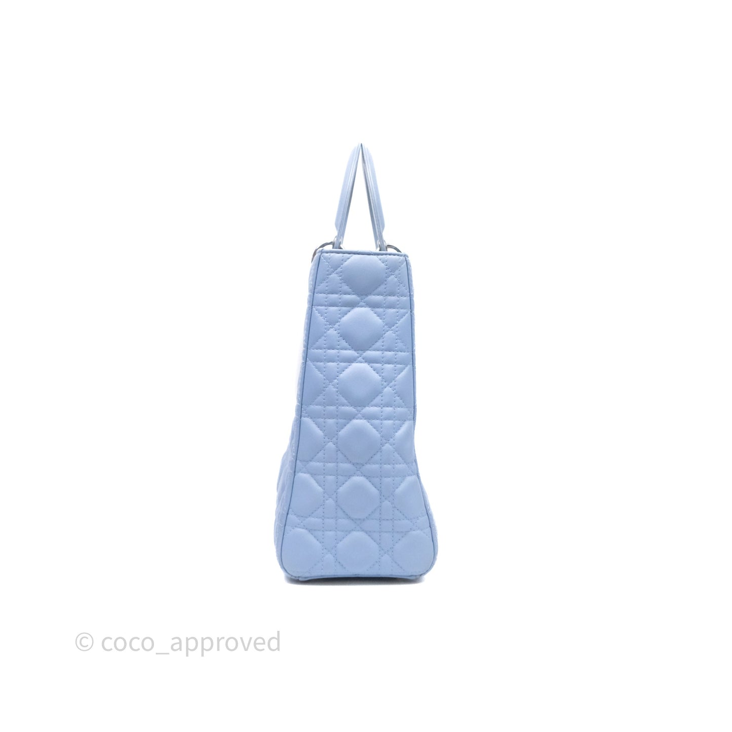 Christian Dior Large Lady Dior Cannage Blue Lambskin Silver Hardware