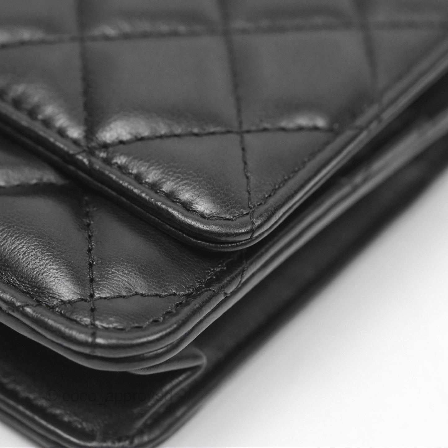 Chanel All Slide Wallet on Chain WOC Adjustable Chain Quilted Black Lambskin 22K