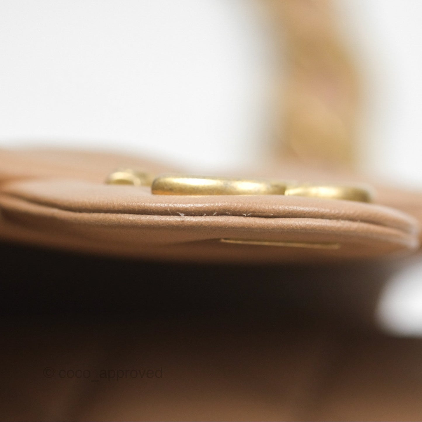 Chanel Small Chunky Chain Flap Bag Lambskin Beige Aged Gold Hardware 22S