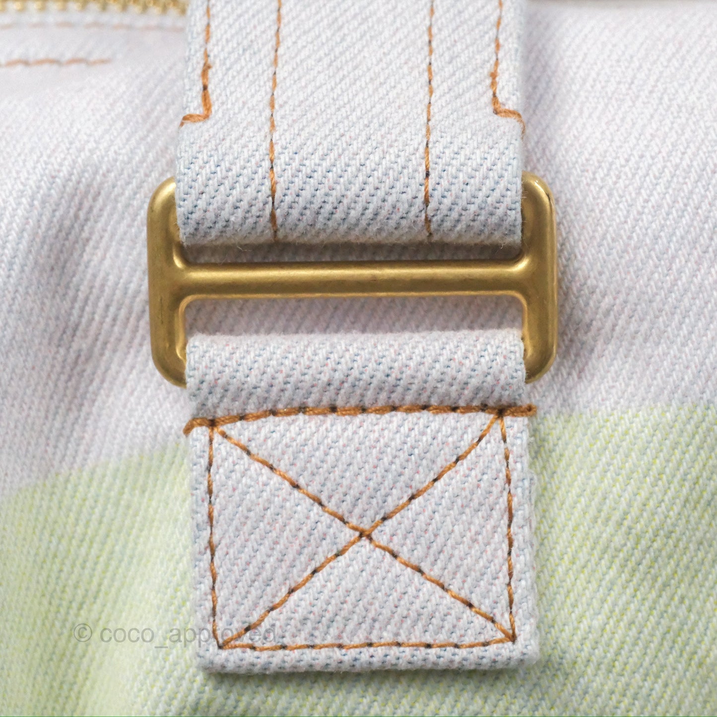 Chanel Printed Denim Large Shopping Bag Aged Gold Hardware