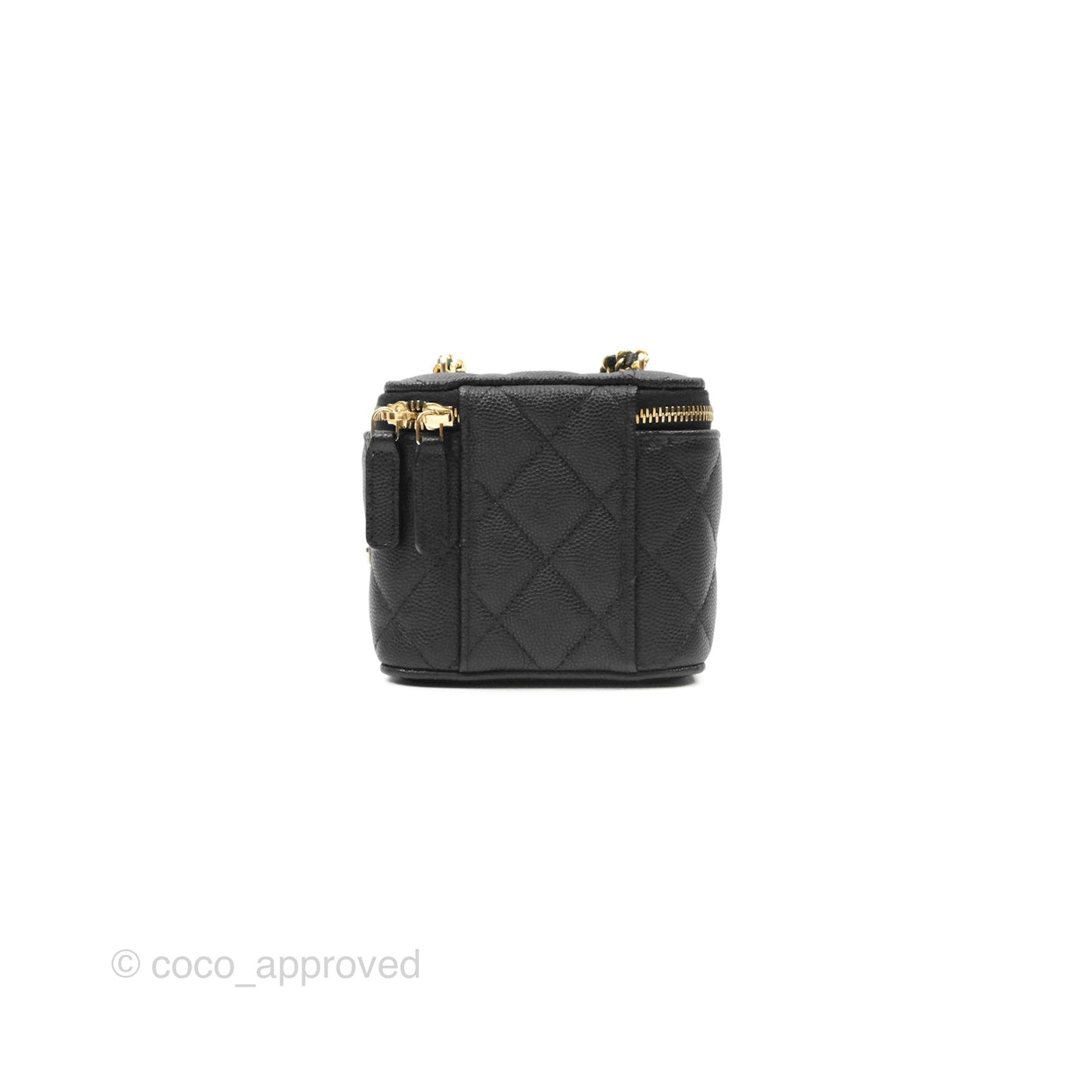 Chanel Mini Poker Vanity With Chain Black Caviar Gold Hardware