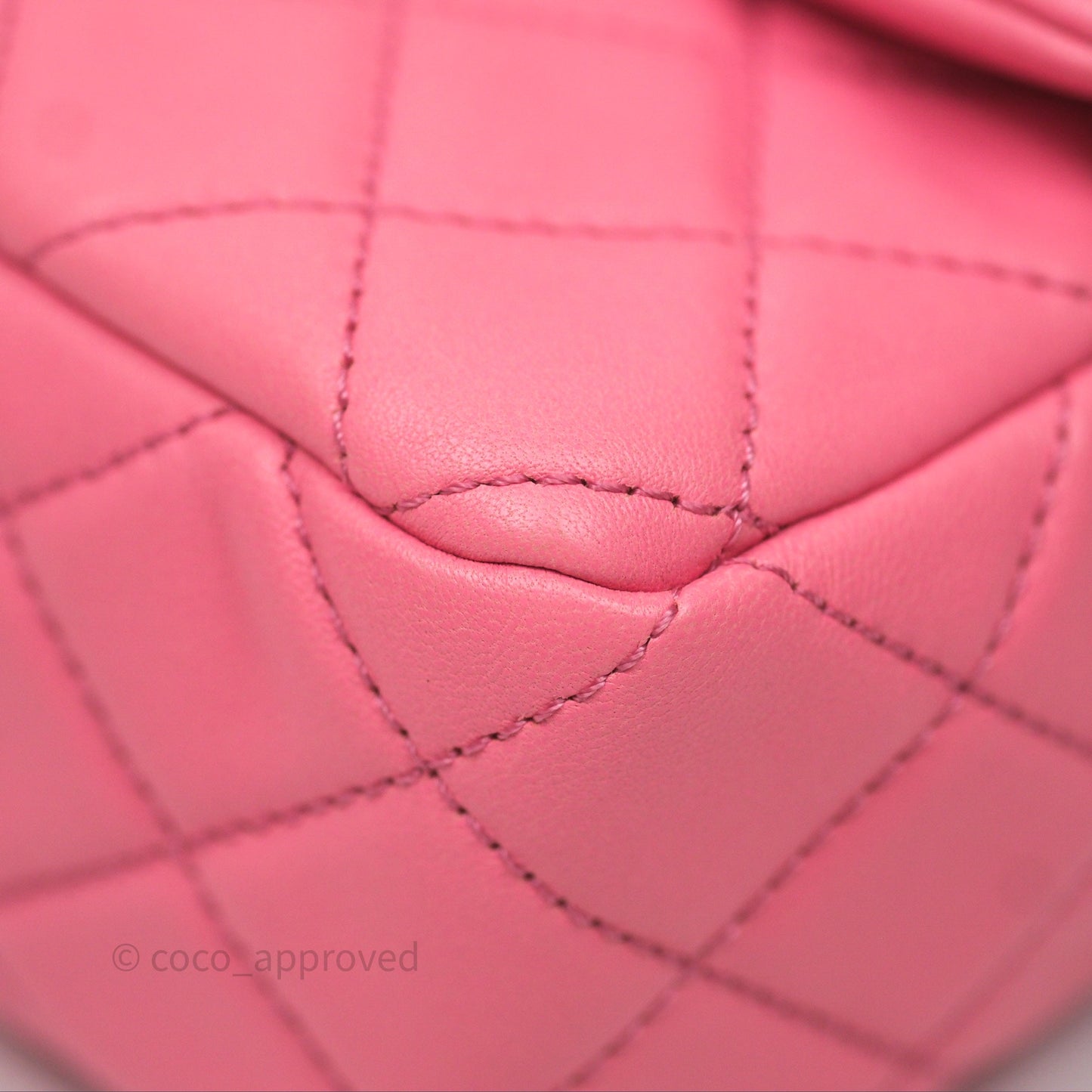 Chanel Mini Rectangular Pearl Crush Quilted Pink Lambskin Aged Gold Hardware