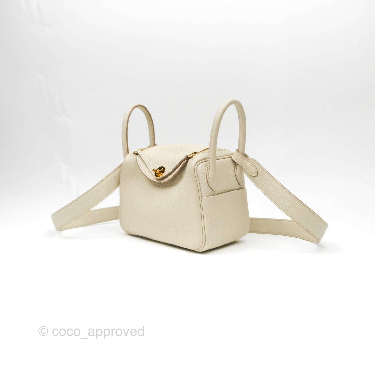 Hermès Mini Lindy 20 Beton Clemence Gold Hardware