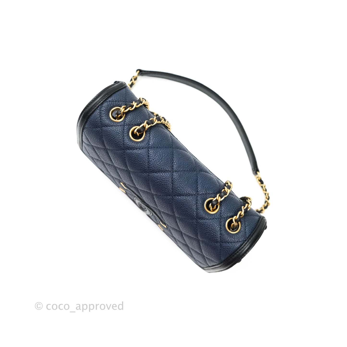 Chanel Quilted Small CC Filigree Flap Navy Caviar
