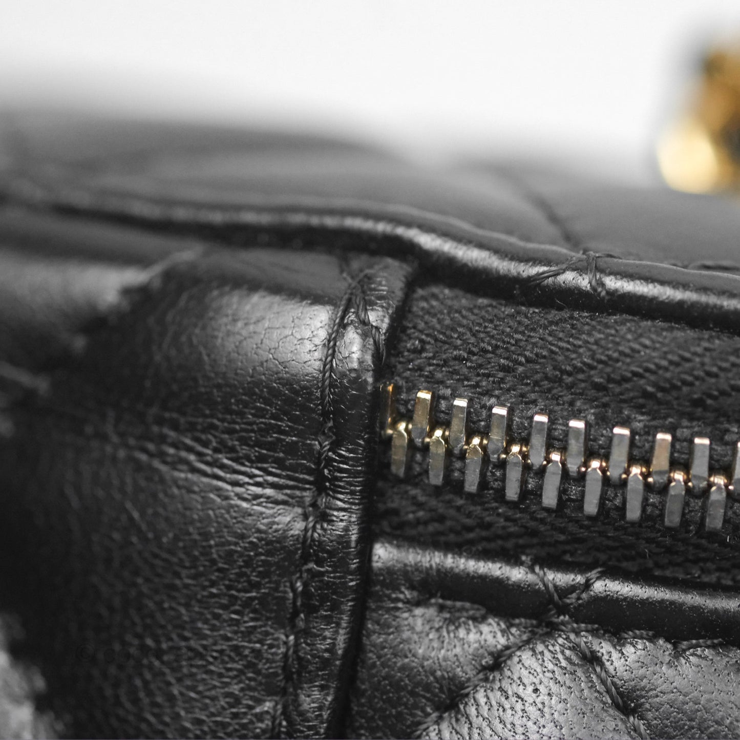 Chanel Vanity Rectangular with Pearl Resin Chain Black Lambskin Gold Hardware