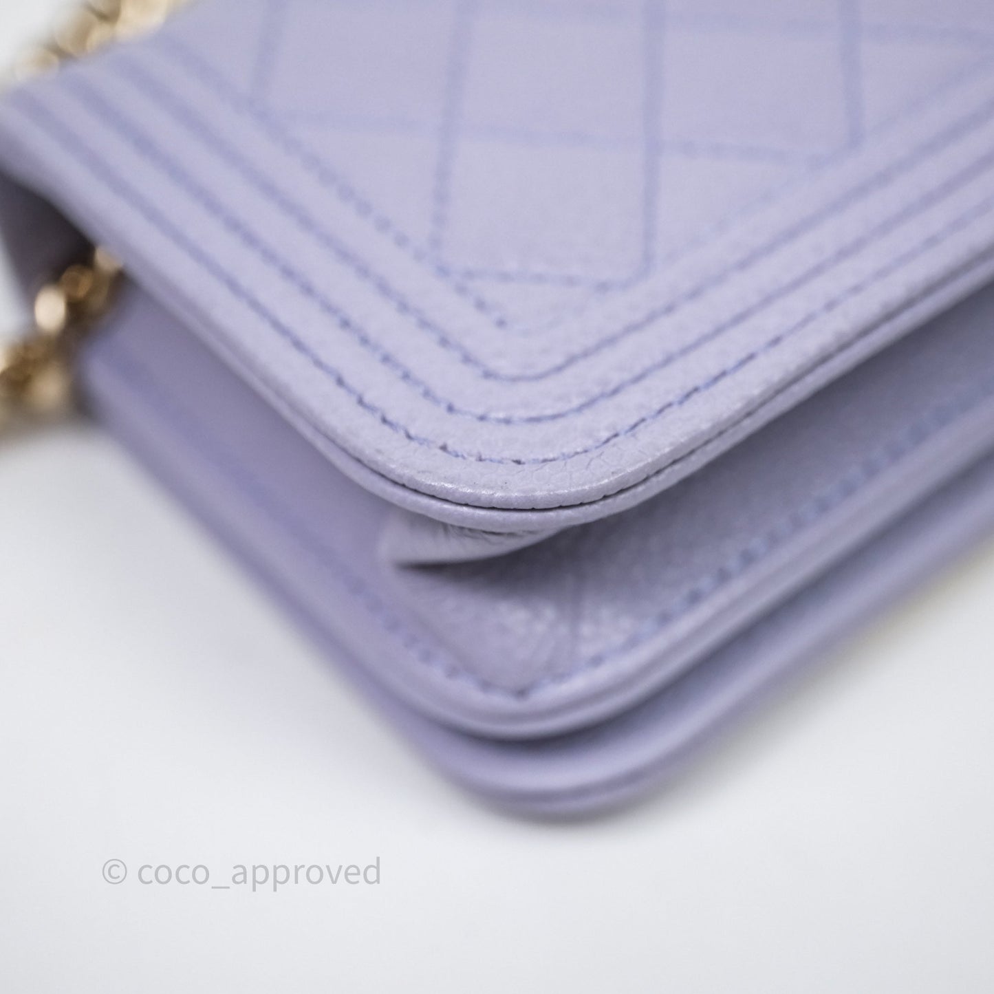 Chanel Quilted Boy Belt Bag Purple Caviar Gold Hardware