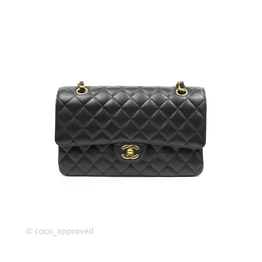 Chanel Classic Double Flap M/L Black Caviar Gold Hardware