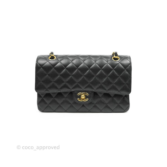Chanel Classic Double Flap M/L Black Caviar Gold Hardware