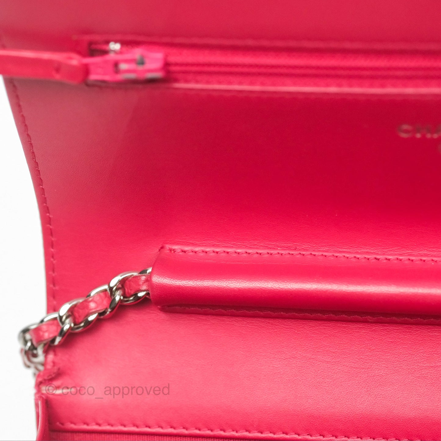 Chanel CC Wallet On Chain WOC Dark Pink Caviar Silver Hardware