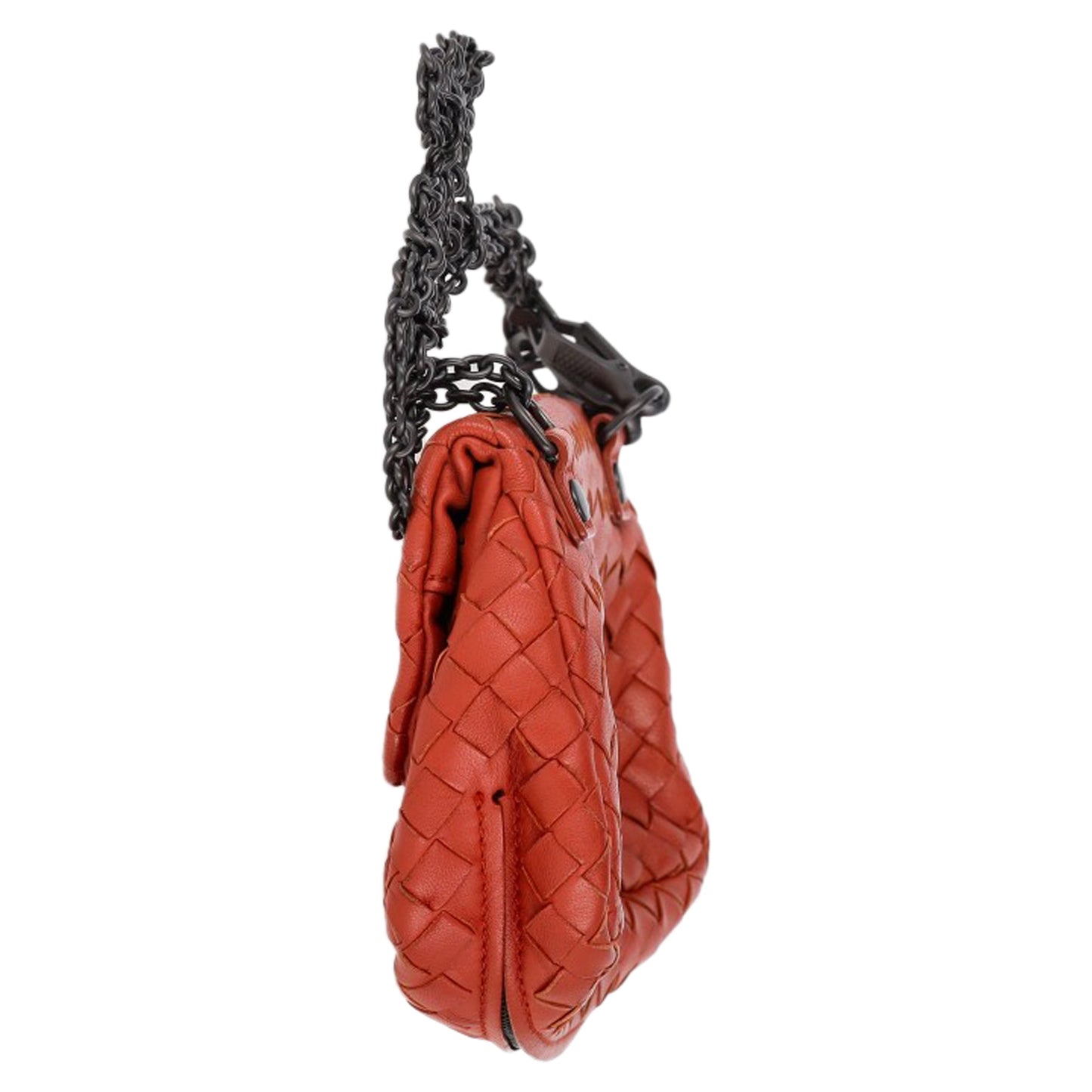 Luxury Bottega Veneta Baby Olimpia Shoulder Bag in Orange Nappa leather