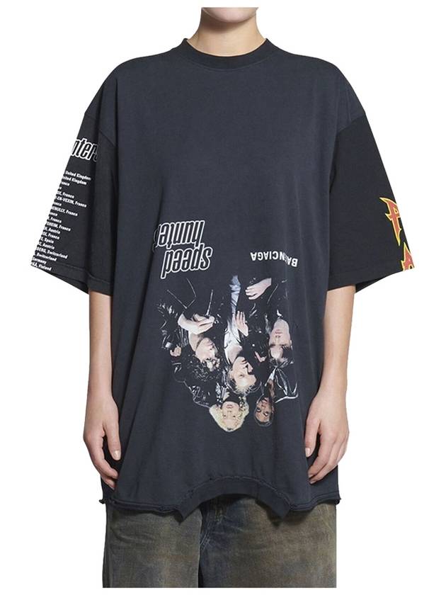 Luxury Balenciaga Speed Hunter Upside Down Oversized Short Sleeve T-shirt Black
