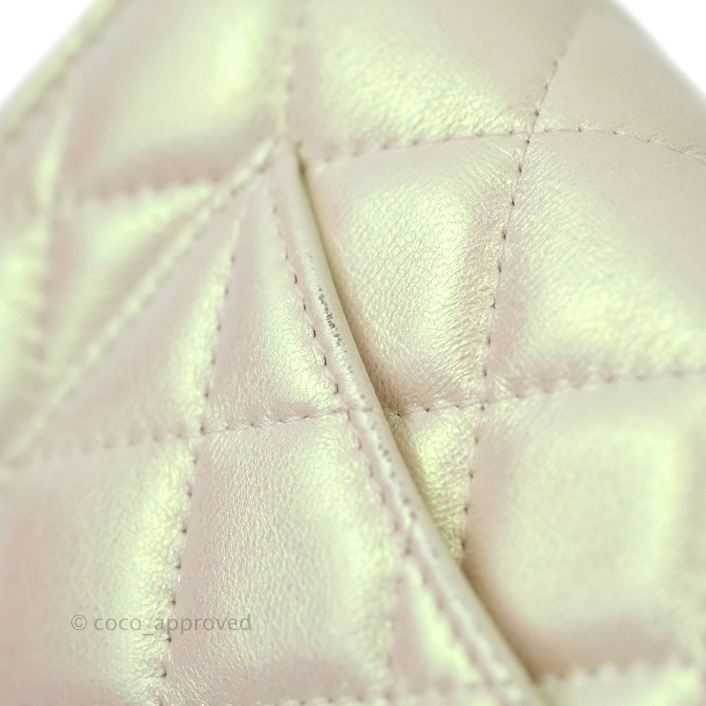 Chanel Quilted Wallet on Chain WOC Iridescent Ivory Light Gold Hardware