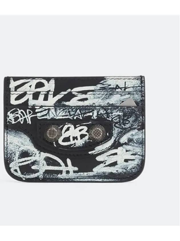 Luxury Balenciaga Le Cagole Graffiti Card Wallet Black