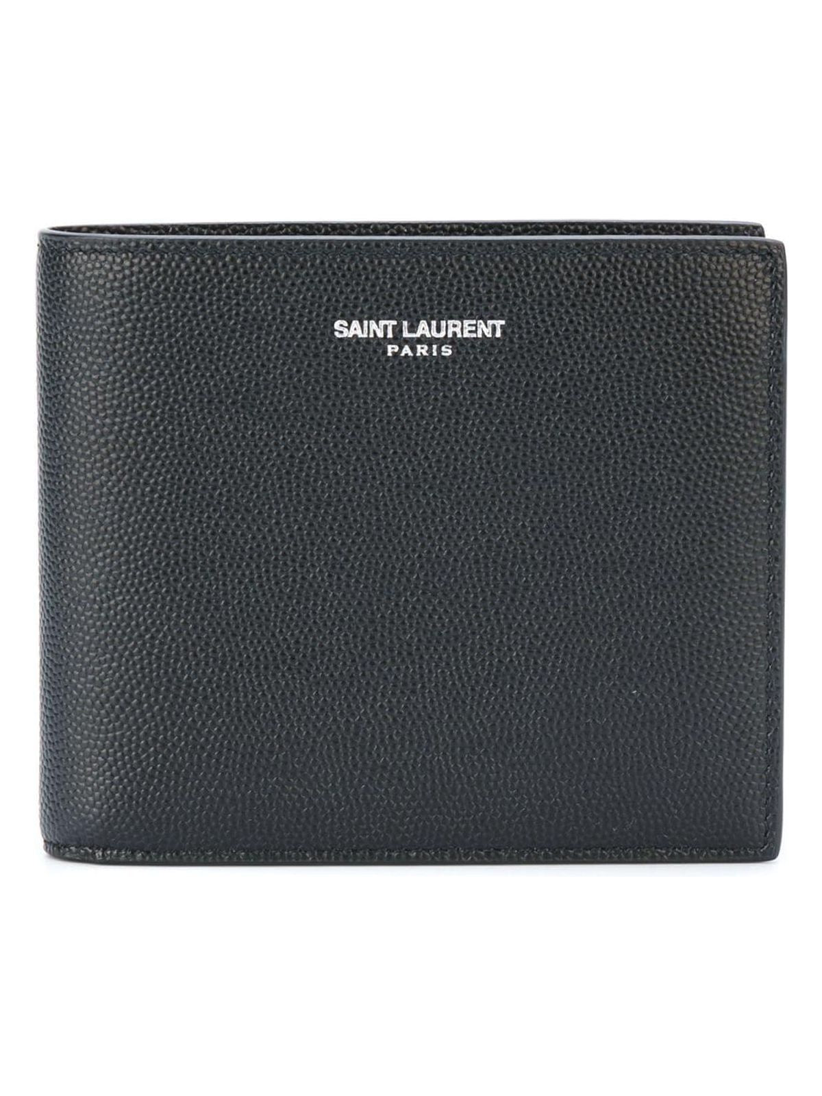 Luxury Saint Laurent Men's Smooth Leather East/west Wallet in Black | 396307BTY0N