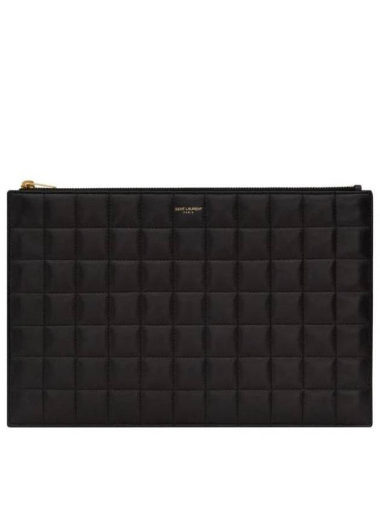 Luxury Saint Laurent Quilted Leather Card Wallet Black