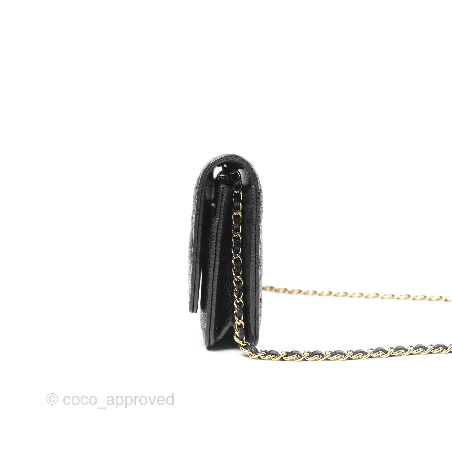 Chanel Classic Wallet On Chain WOC Quilted Black Caviar Gold Hardware