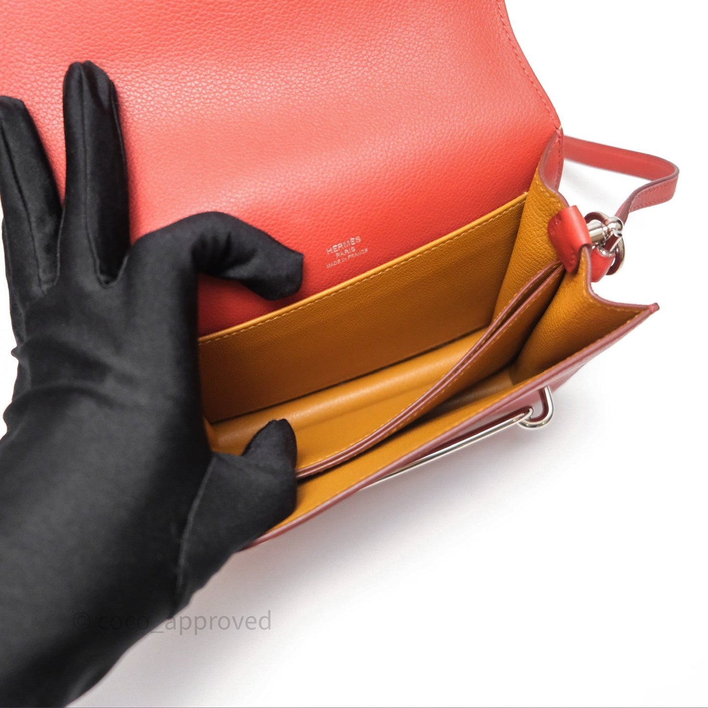 Hermès Roulis Mini Brique 36 / Caramel 28 Evercolor Palladium Hardware