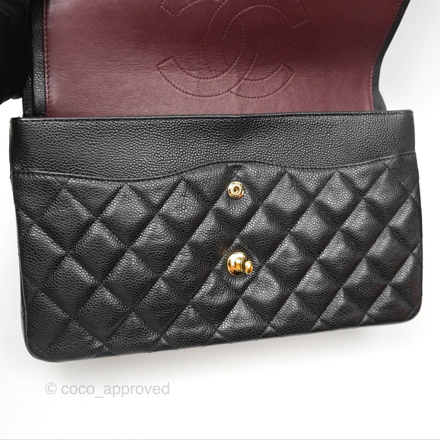Chanel Jumbo Double Flap Quilted Black Caviar Gold Hardware⁣⁣