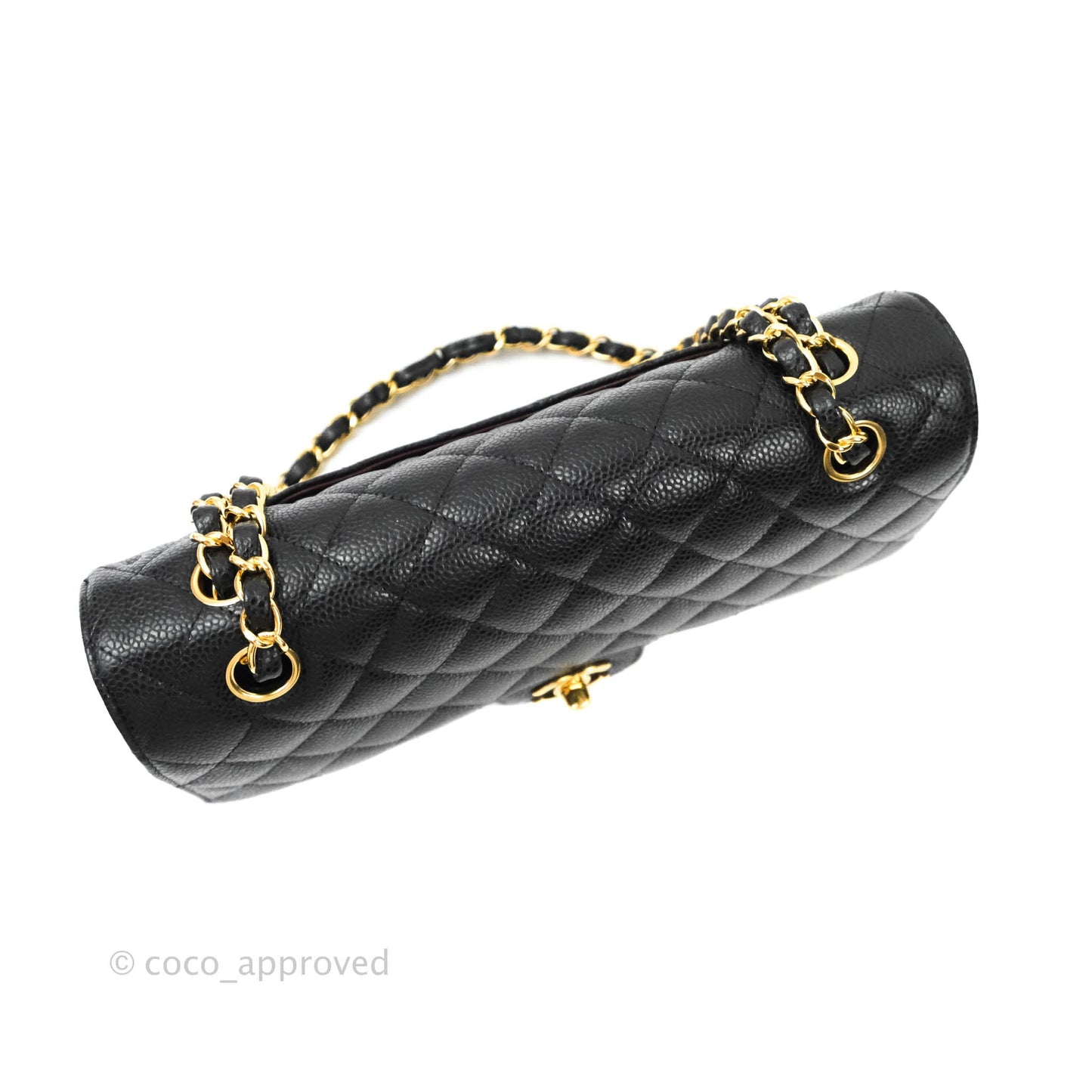 Chanel Quilted M/L Medium Double Flap Black Caviar Gold Hardware