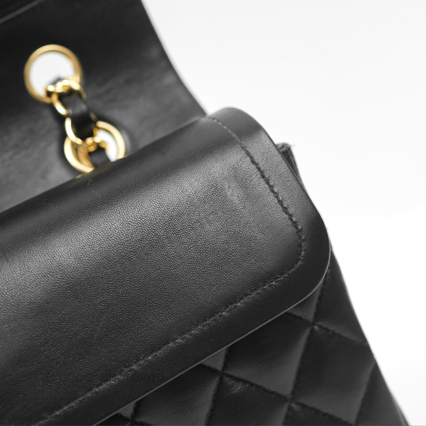 Chanel Classic M/L Medium Flap Quilted Black Lambskin Gold Hardware