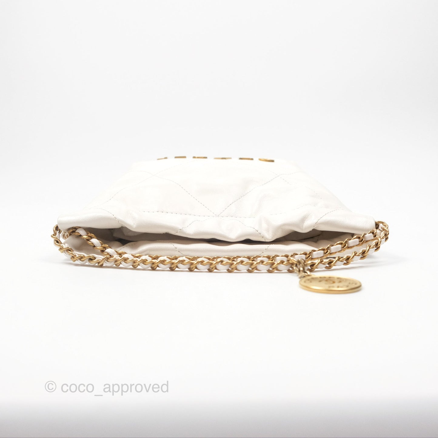 Chanel 22 Mini Bag White Crumpled Calfskin
