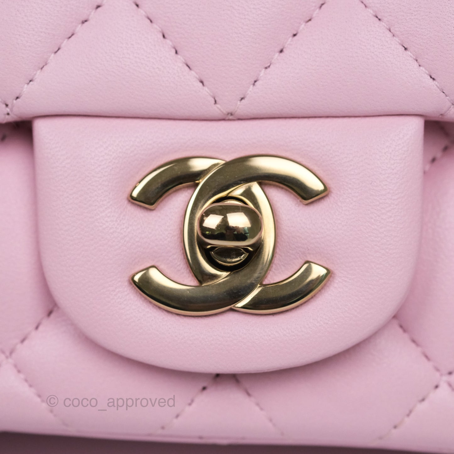 Chanel Mini Square Flap Quilted Pink Lambskin Gold Hardware