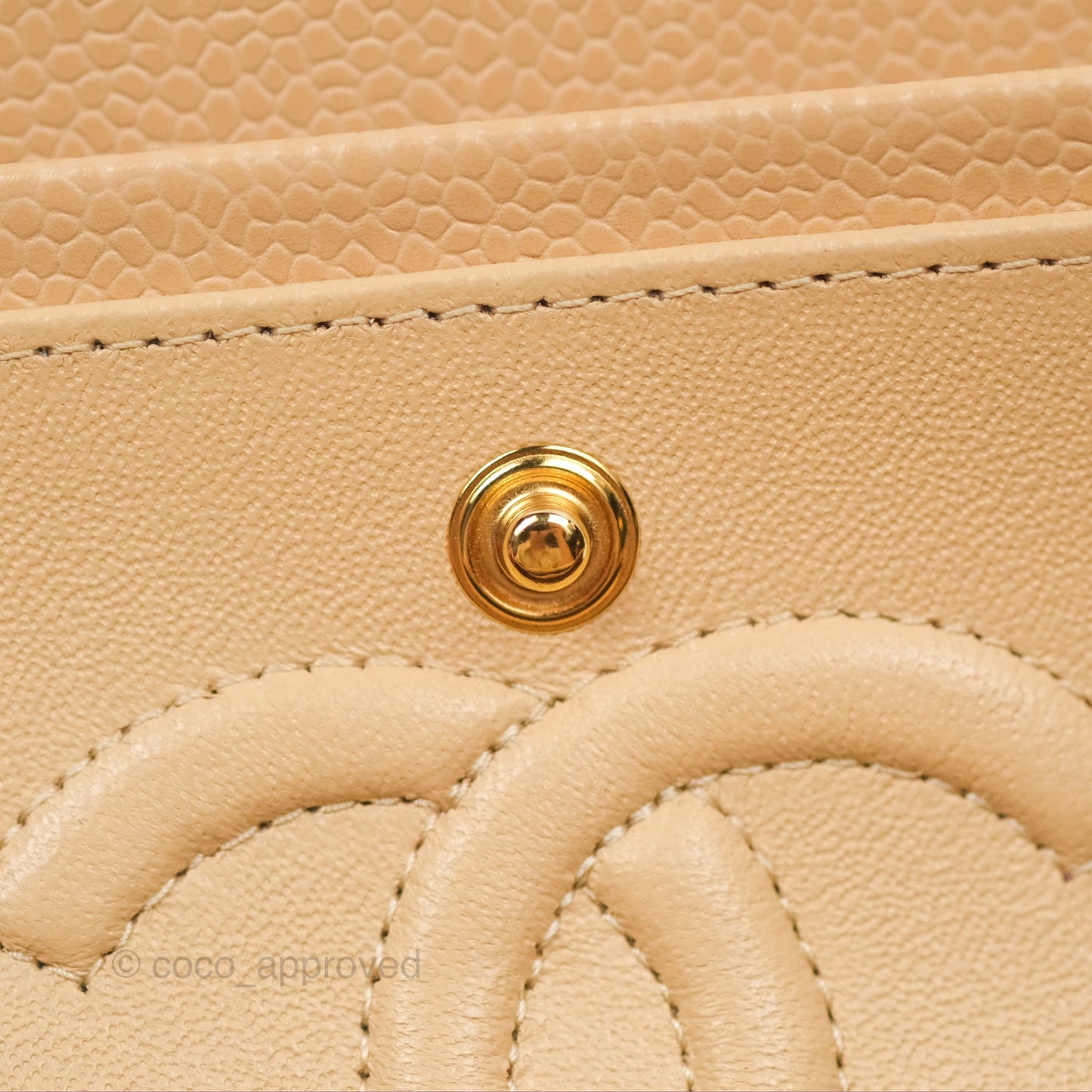 Chanel Small Quilted Classic Flap Beige Caviar Gold Hardware
