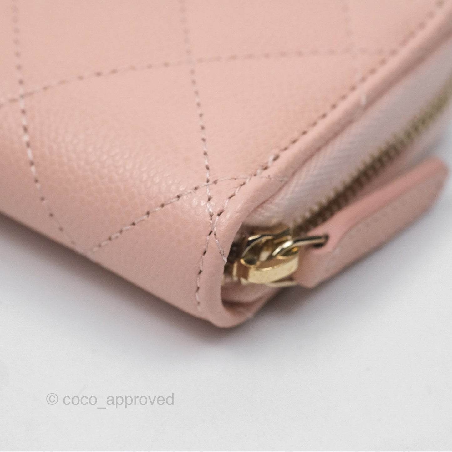 Chanel Classic Zipped Coin Purse Pink Caviar Gold Hardware