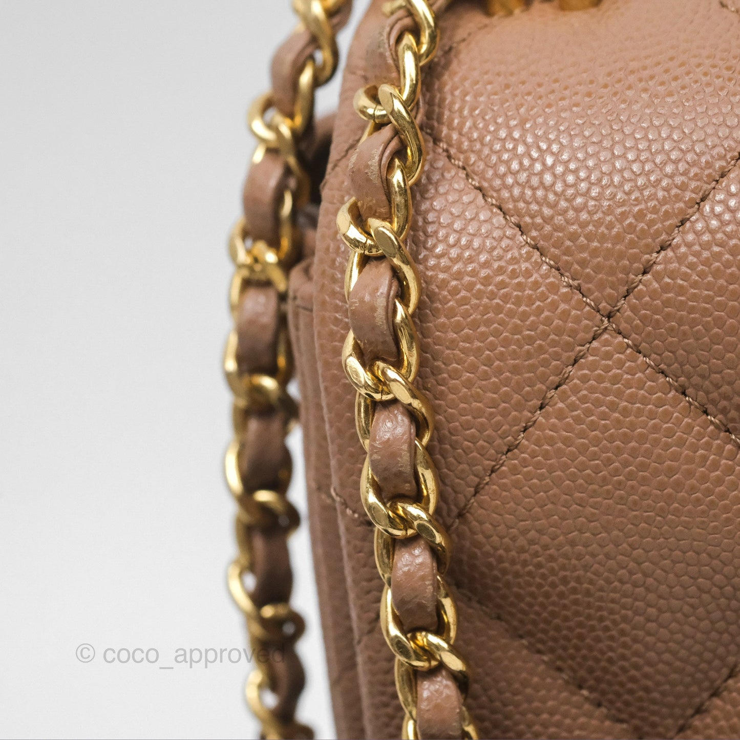Chanel Coco First Dark Beige Flap Bag Caviar Gold Hardware 22K