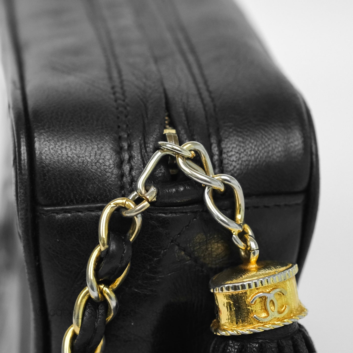 Chanel Vintage Small Camera Bag Black Lambskin Gold Hardware