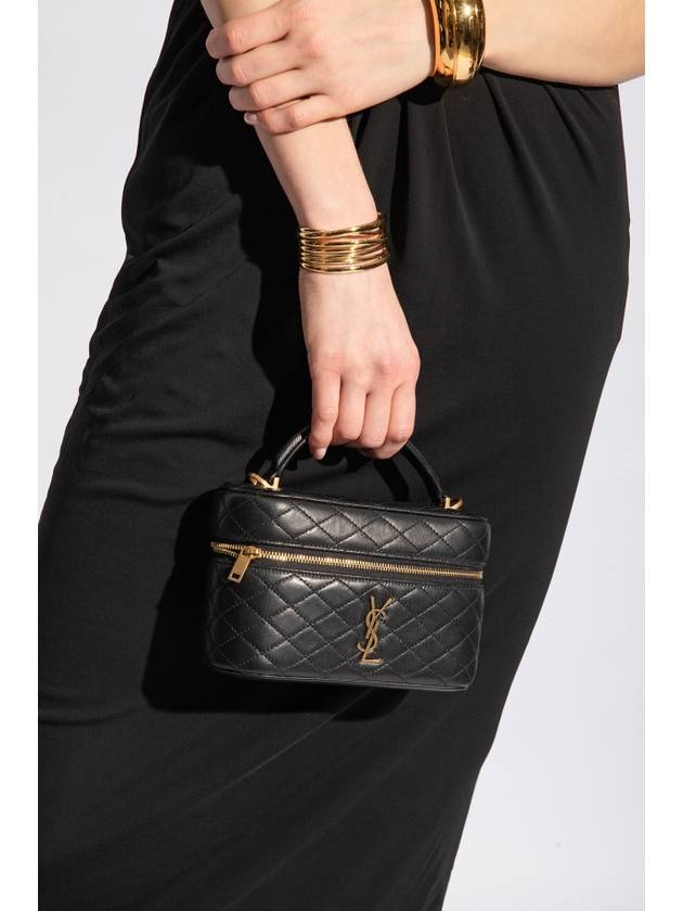 Luxury Saint Laurent Gabi Mini Vanity Lambskin Tote Bag Black