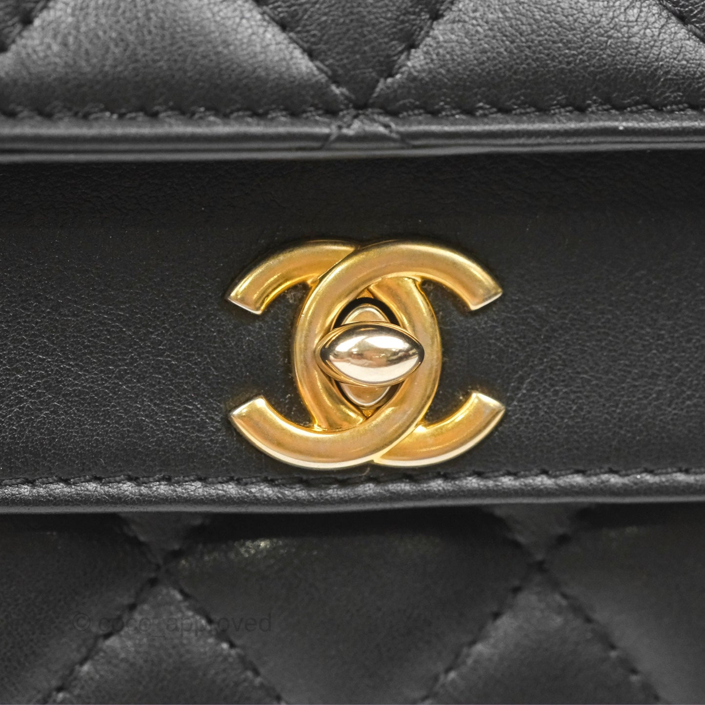 Chanel Triple Flap Bag Quilted Black Calfskin Aged Gold Hardware