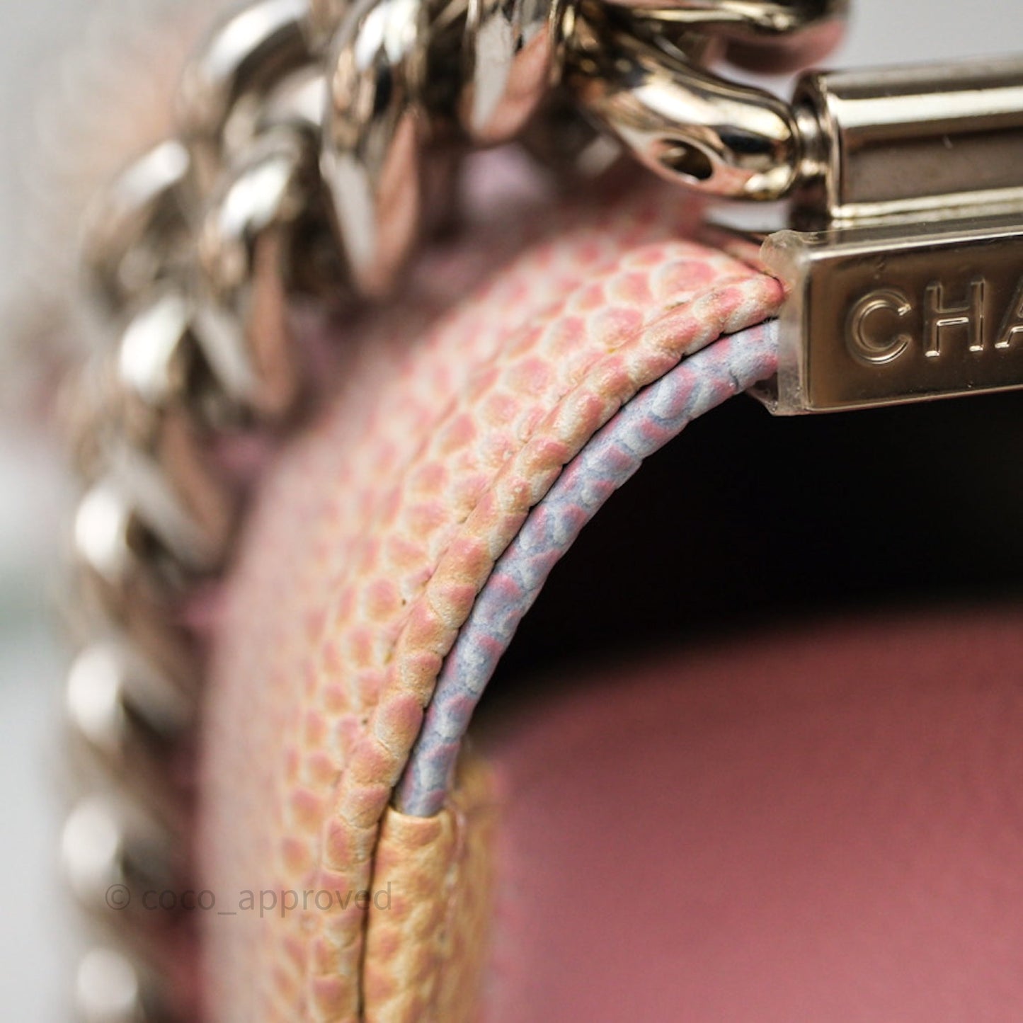Chanel Medium Boy Quilted Rainbow Caviar Silver Hardware