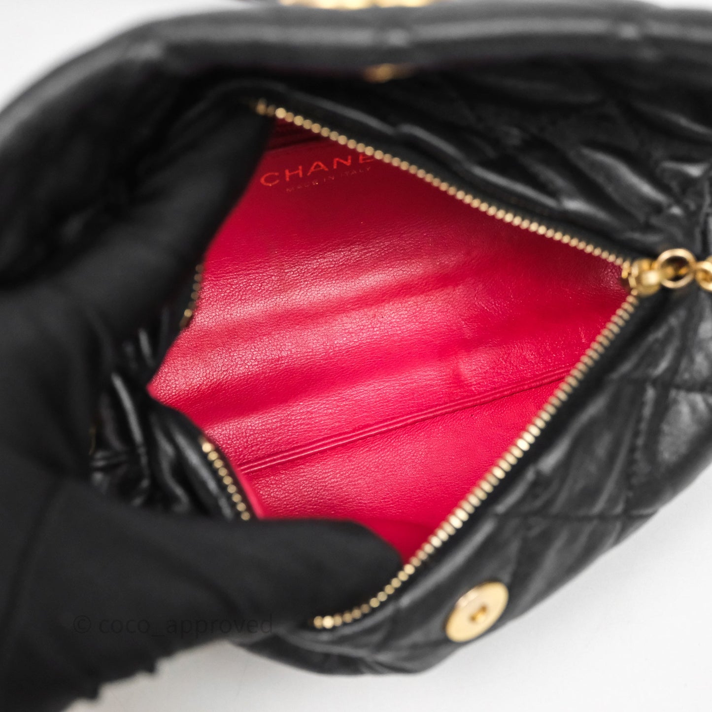 Chanel Small Hobo Bag Crumpled Black Lambskin Aged Gold Hardware