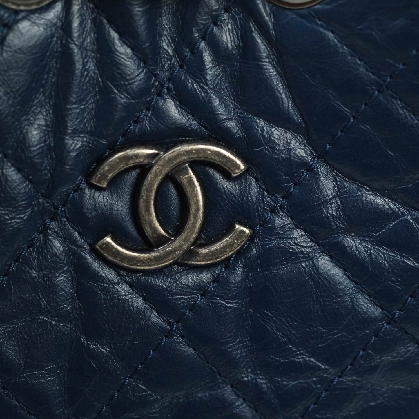 Chanel Small Gabrielle Backpack Navy Black Aged Calfskin