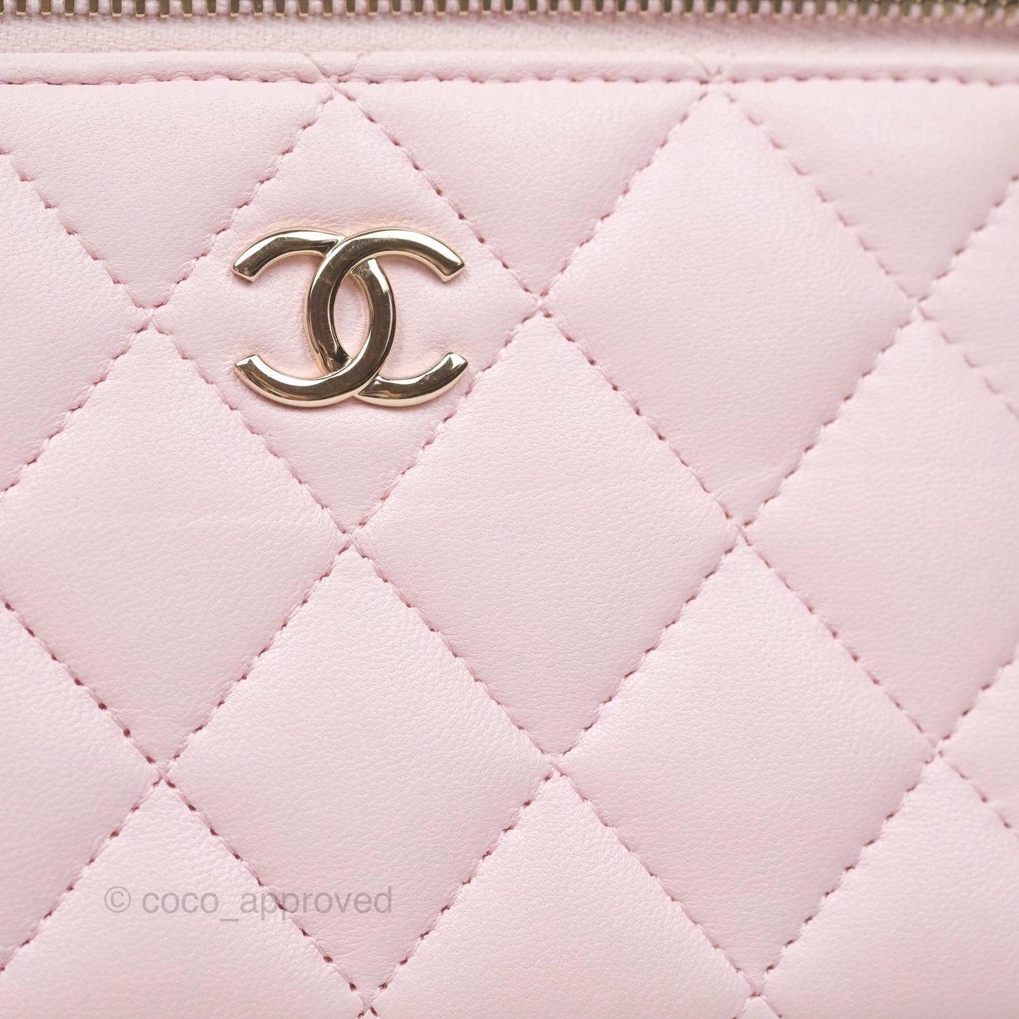 Chanel Vanity Rectangular Top Handle Light Pink Lambskin Gold Hardware