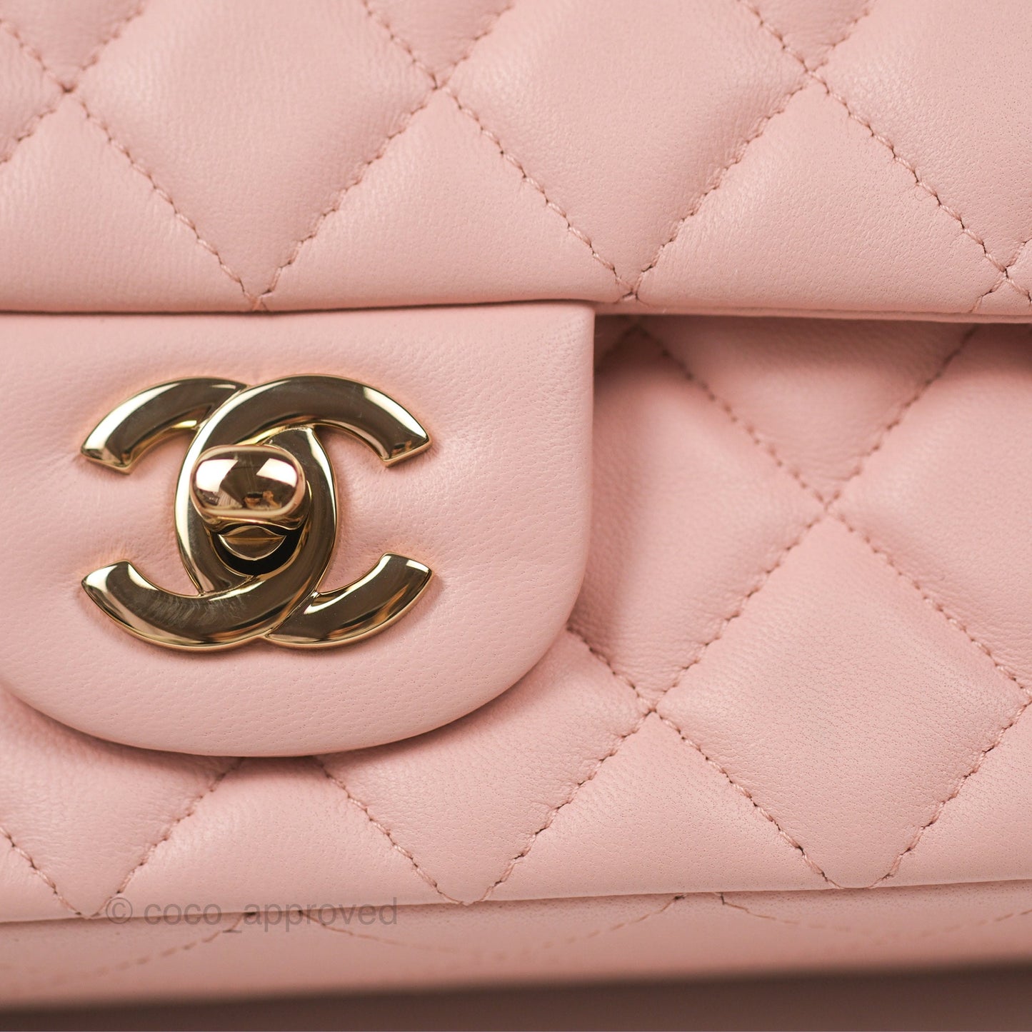 Chanel Quilted Mini Rectangular Flap Baby Pink Lambskin Gold Hardware