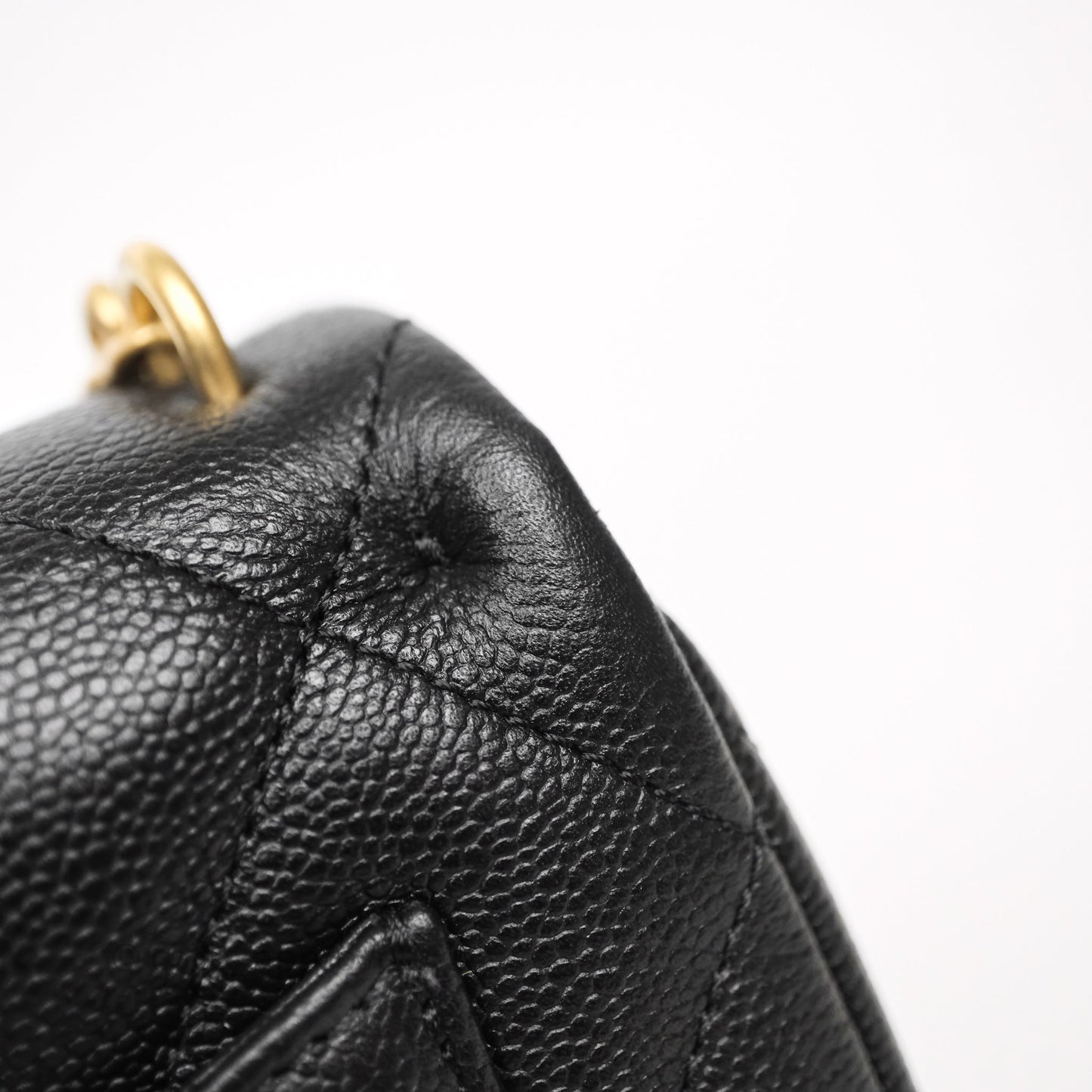 Chanel Mini Flap Bag Heart Adjustable Chain Black Caviar Aged Gold Hardware