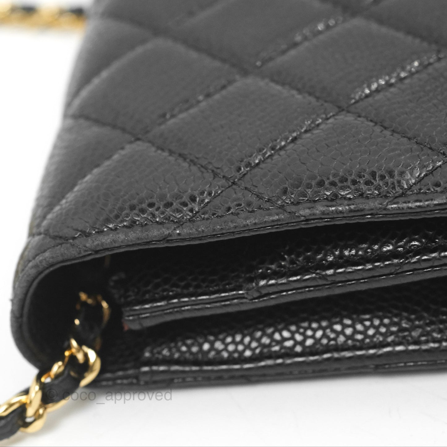 Chanel Quilted Classic Wallet On Chain WOC Black Caviar Gold Hardware