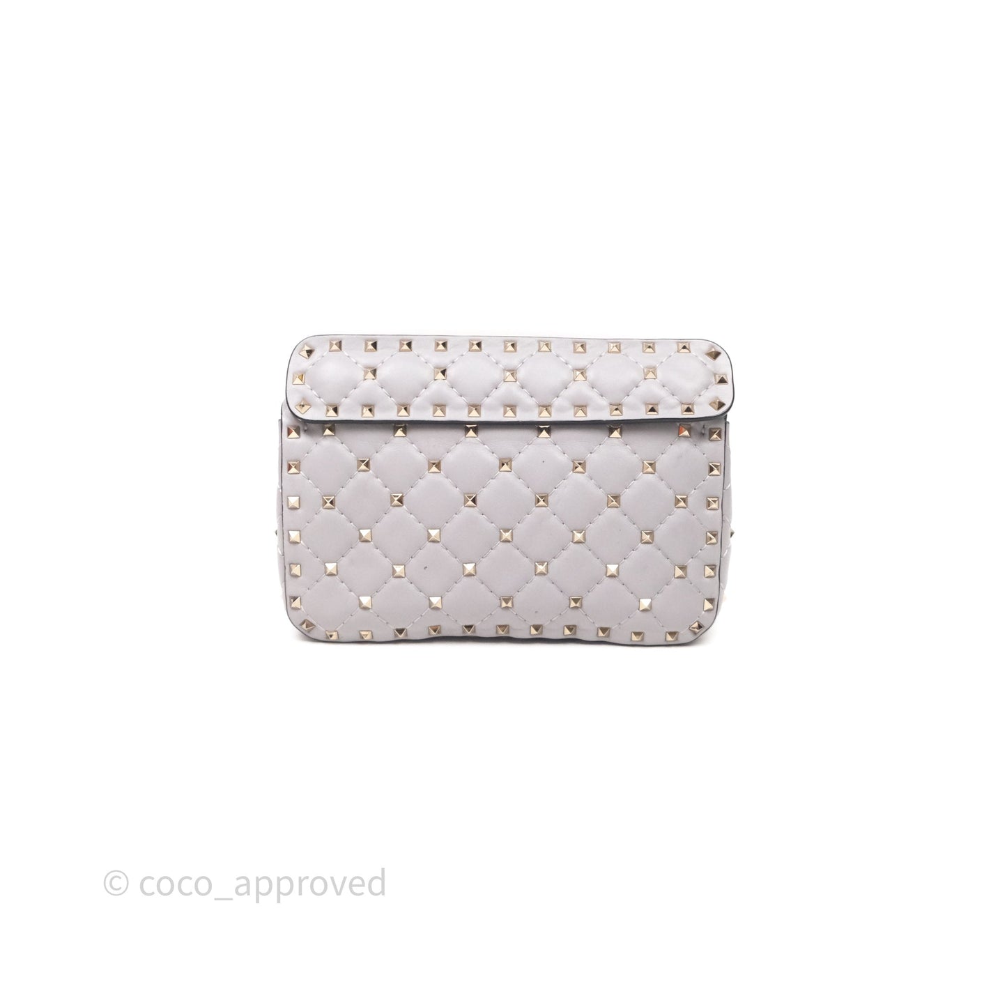 Valentino Small Nappa Rockstud Spike Bag Grey Gold Hardware