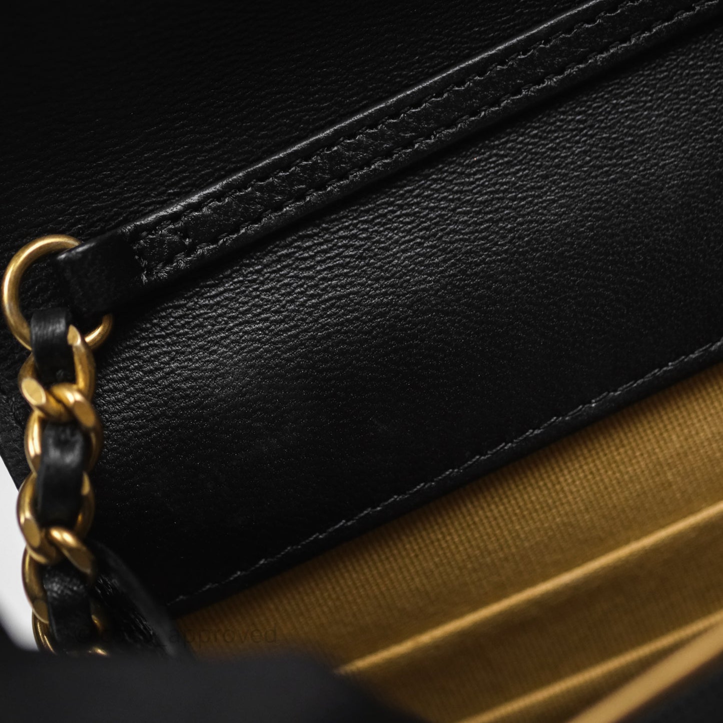 Chanel Quilted Pearl Crush Wallet on Chain WOC Black Lambskin Aged Gold Hardware