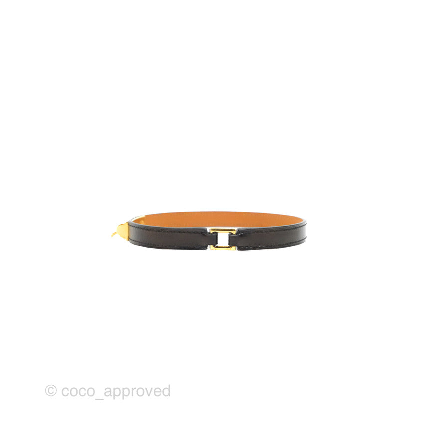 Hermès Rivale Double Tour Bracelet Black Box Leather Gold Hardware