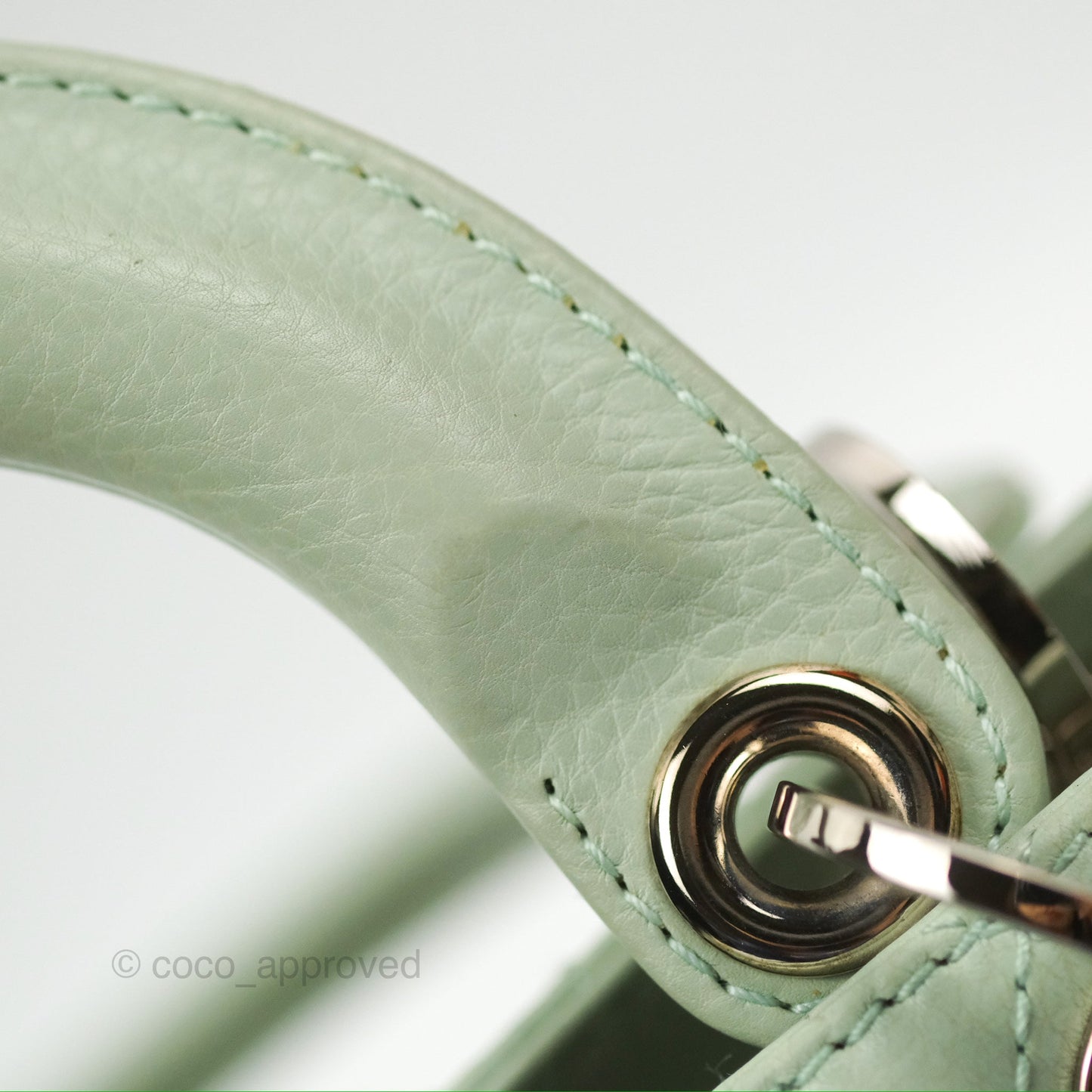 Dior East West Lady Dior Mint Green Calfskin Silver Hardware