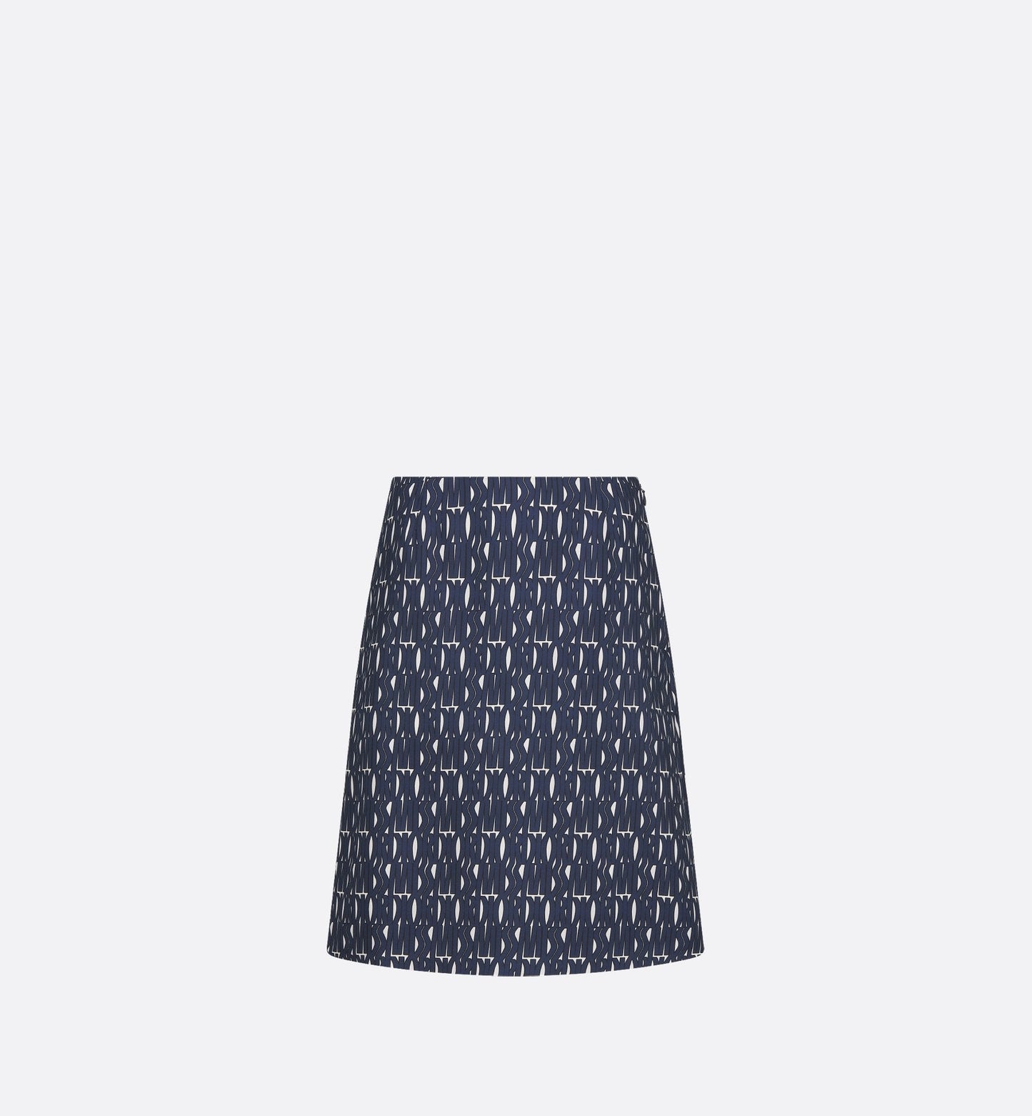 Skirt White Silk Twill With Navy Blue Miss Luxury Dior Allover Motif