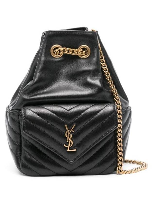 Luxury Saint Laurent Joe Nano Mini Leather Bucket Bag Black